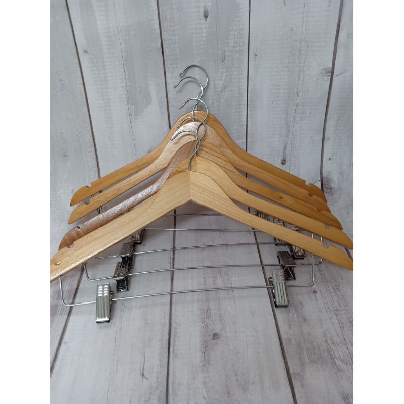 móc treo quần áo-mắc gỗ dài 44cm phần kẹp có thể tùy chỉnh được độ rộng hẹp-chuyên dùng cho shop-gia đình,...