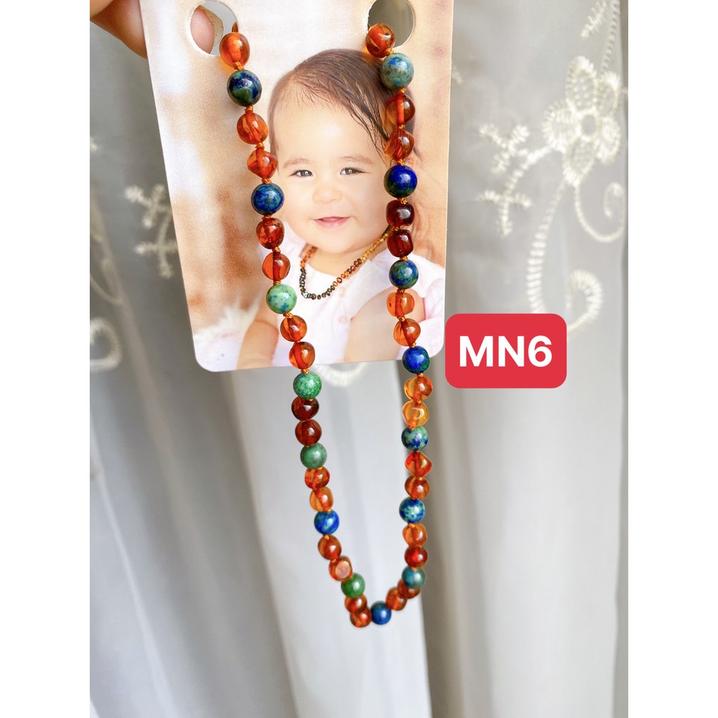 VÒNG CỔ HỔ-PHÁCH-ÚC MIX-THẠCH-ANH CHO BÉ TỪ 0-3 TUỔI ( 33-35CM)