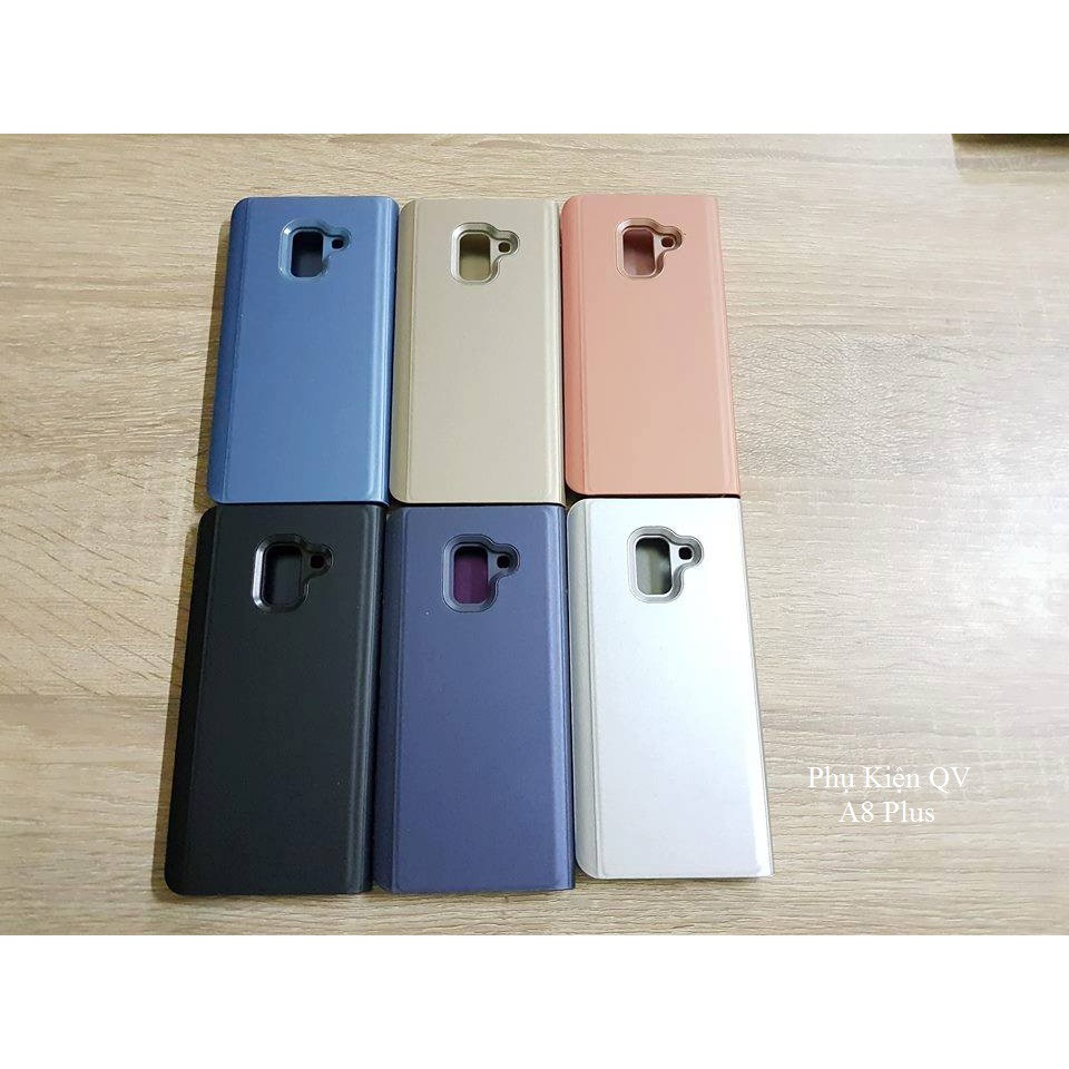 Bao Da Clear View Cover Standing Samsung A8 Plus