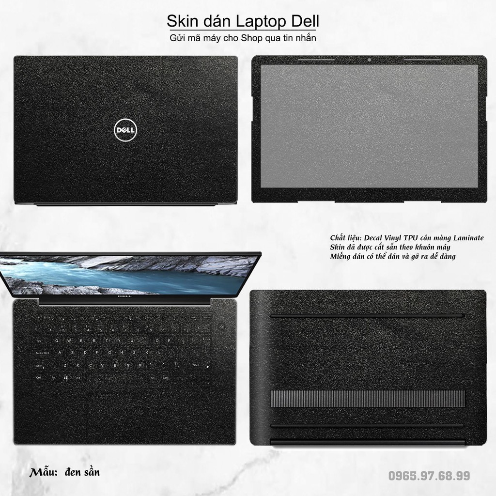 Skin dán Laptop Dell màu Chrome đen sần (inbox mã máy cho Shop)