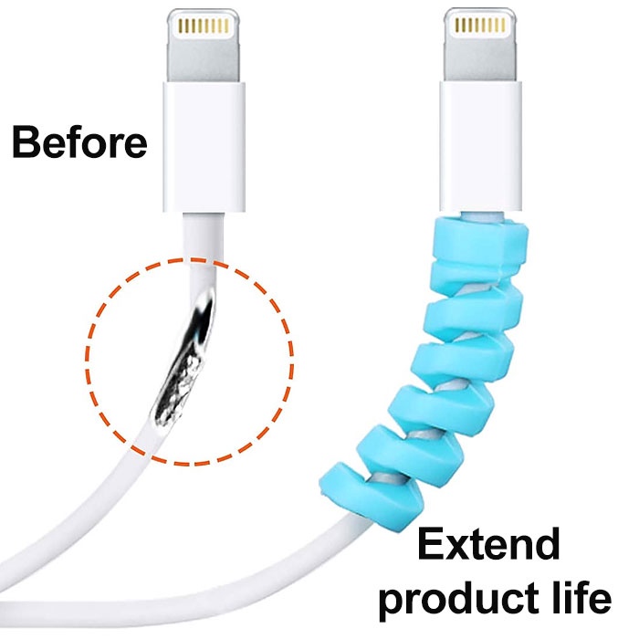 Bộ 10 Vỏ Bọc Bảo Vệ Dây Cáp Tai Nghe/ Cáp Sạc Kiểu Xoắn Ốc Pelindung Kabel