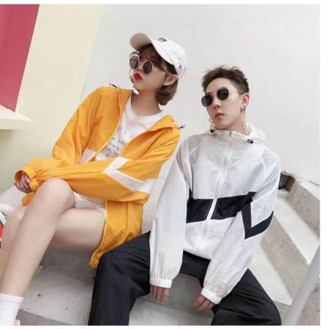FREESHIP 50K - Áo Khoác Dù Phối Sọc Viền Màu Unisex Thường Thượng