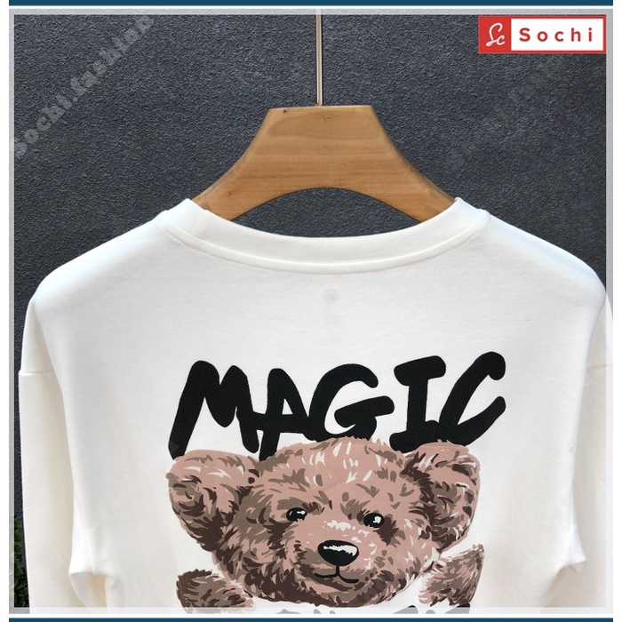 Áo thun nam tay dài, áo thu đông nam Sochi mã SW62.2 in gấu Magic