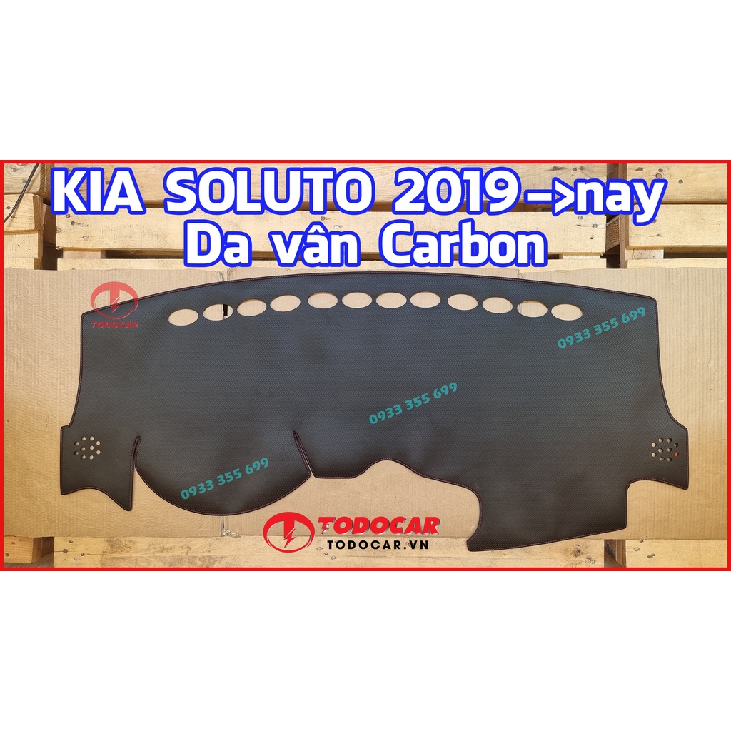 Thảm Taplo KIA SOLUTO bằng Nhung lông Cừu, Da vân Carbon, Da vân Gỗ 2019 2020 2021 2022