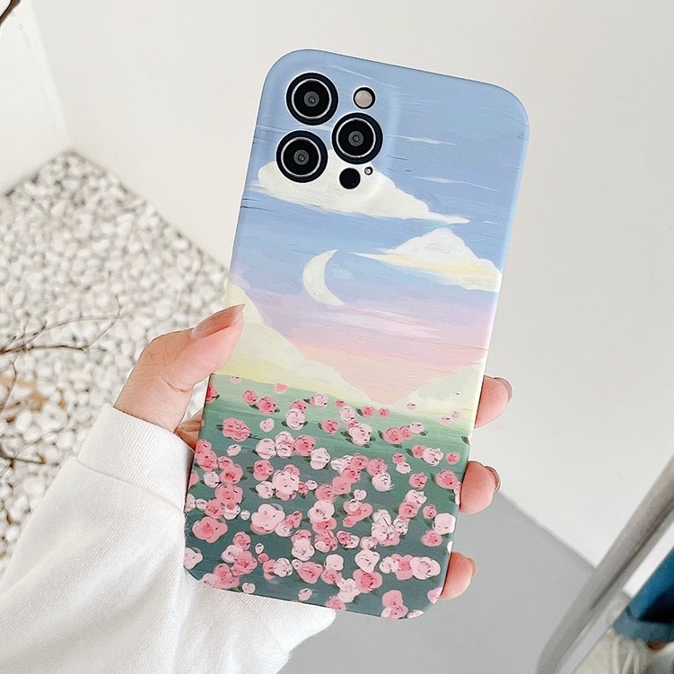 Ốp Điện Thoại Tpu Mềm Chống Thấm Nước In Họa Tiết Phong Cảnh / Hoa / Mặt Trăng Cho Iphone 12 Pro Max Xr Xs 11 8 7