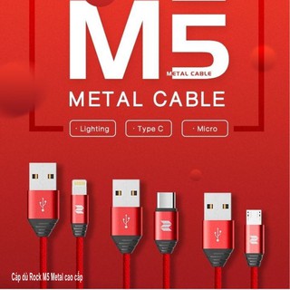 Bộ củ cáp sạc dây dù lightning 1A Rock cho IPhone cao cấp