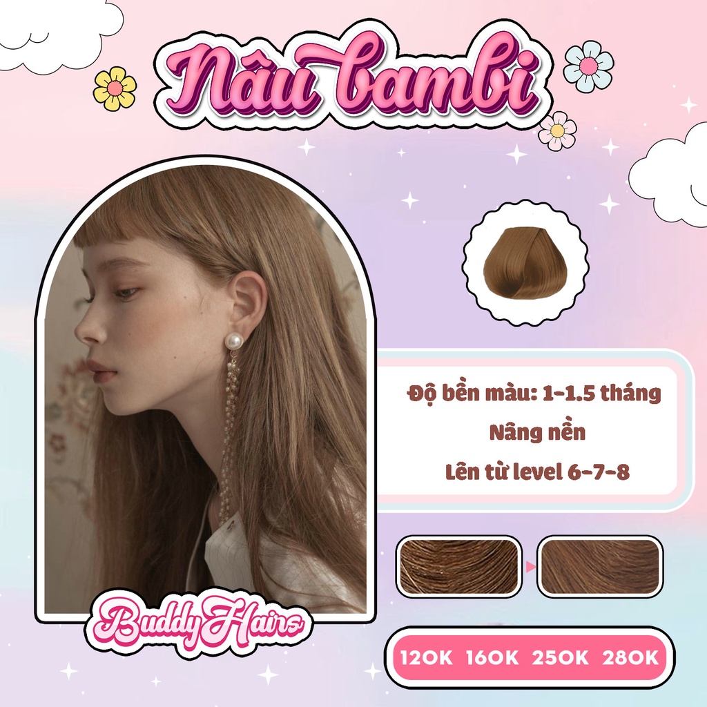 Thuốc nhuộm tóc Nâu bambi không cần dùng Thuốc tẩy tóc của Buddyhairs,Buddy.hair, Buddy.hairs
