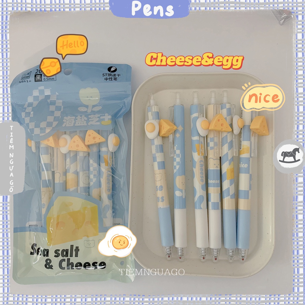 Bút Gel Đen UMEI Cheese & Egg Ngòi 0.5mm - Lẻ 1 cây - Tiệm Ngựa Gỗ