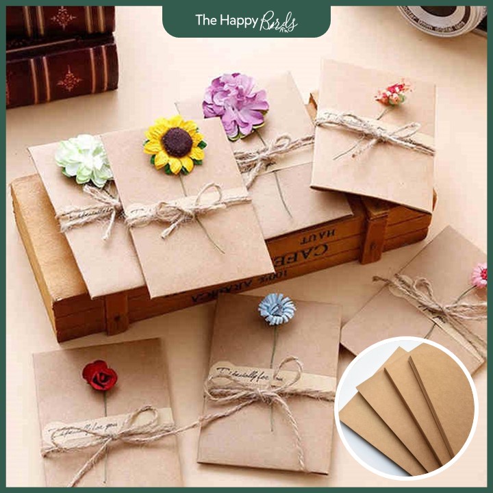 Bìa giấy kraft nâu A4 làm thiệp sinh nhật quà tặng vintage - The Happy Birds