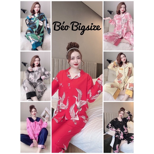 Đồ Bộ Pyjama Bigsize -Béo Bigsize 55-95kg Cao Cấp Mặc Nhà Đẹp,Chất Lụa Satin mát xịn