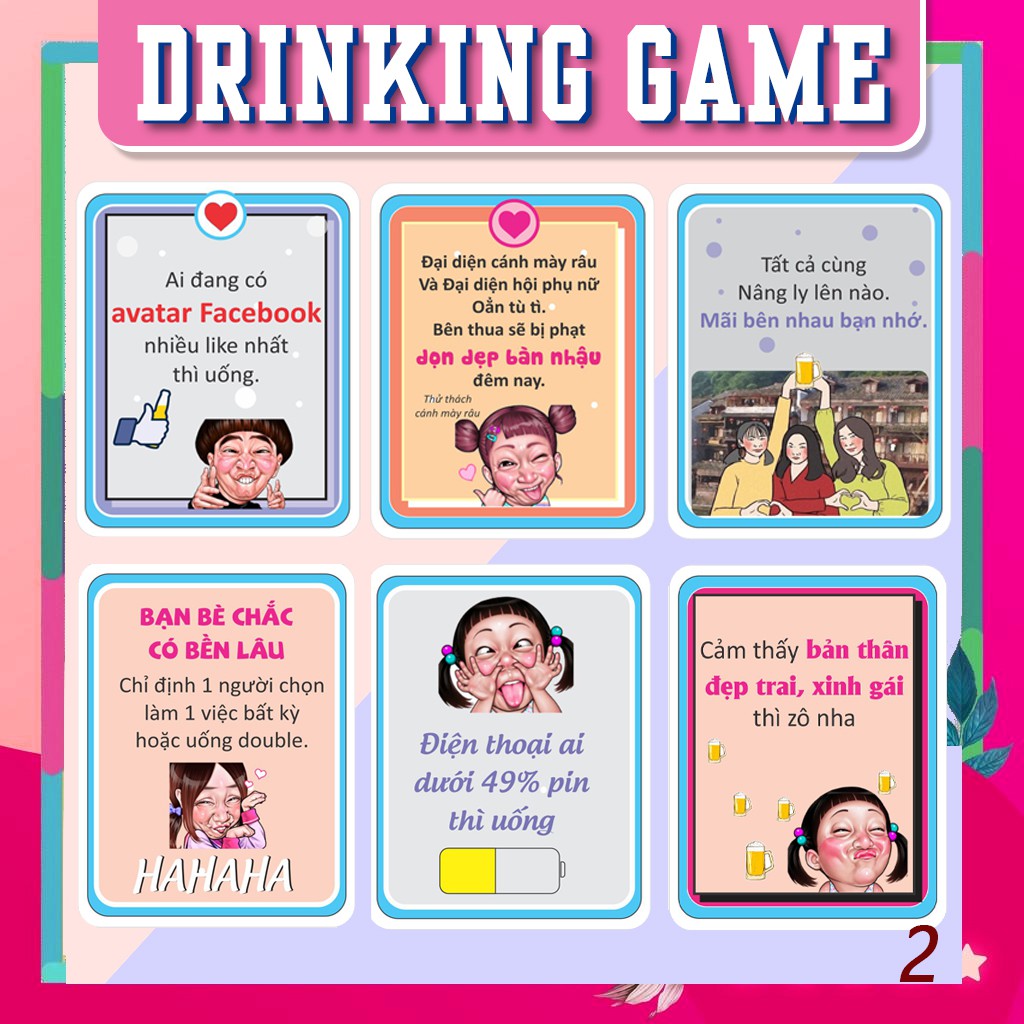 Bộ bài 78 Lá Drinking Game, thử thách đi nhậu, Nốc out giúp khuấy động các buổi hội họp, tụ tập thêm chếnh choáng