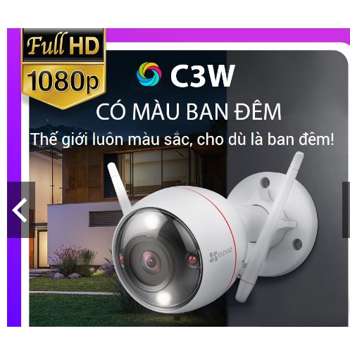 Camera IP Wifi ngoài trời EZVIZ C3W pro Full Color 1080P (CS-CV310. Đêm có màu.(Còi + đèn chớp) - Chính Hãng - BH 24T