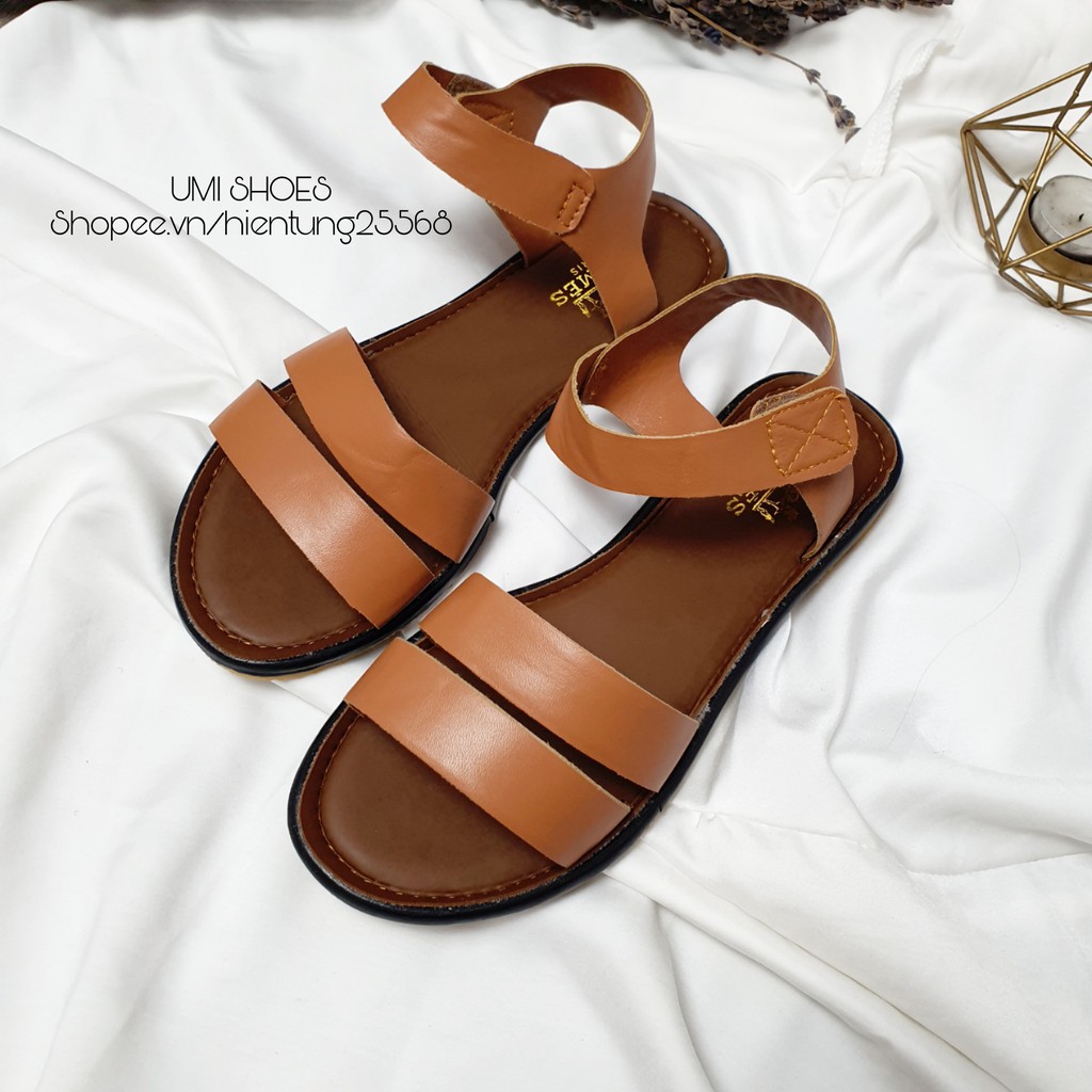 [NEW] Sandal nữ đế bệt quai ngang Mã PT đơn giản màu đen/nâu đi làm đi chơi đi học giá rẻ êm bền đẹp xinh mẫu mới nhẹ