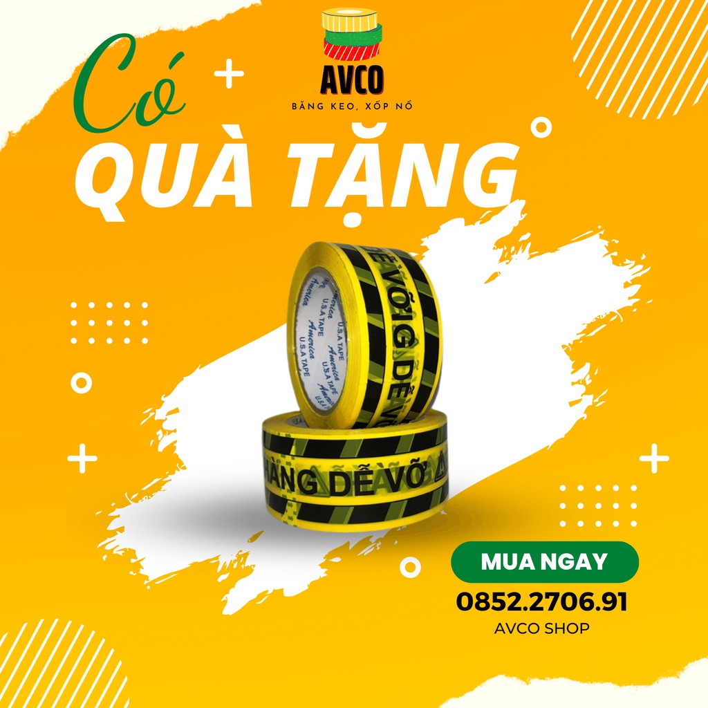 Băng dính hàng dễ vỡ 100 yard siêu dai không thấm nước dùng gói hàng cảnh báo
