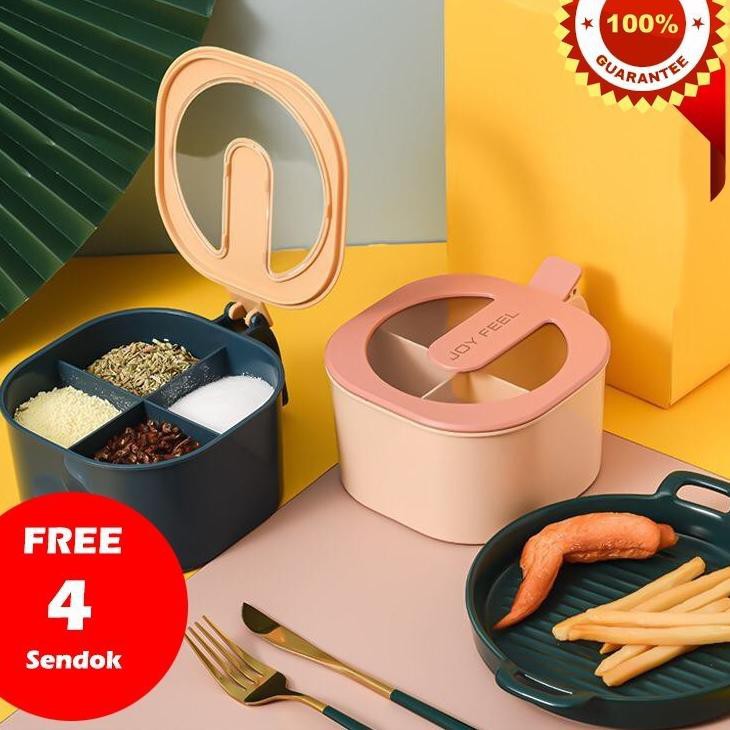 Hộp Đựng Gia Vị 4 Ngăn Thiết Kế Hiện Đại Tối Giản