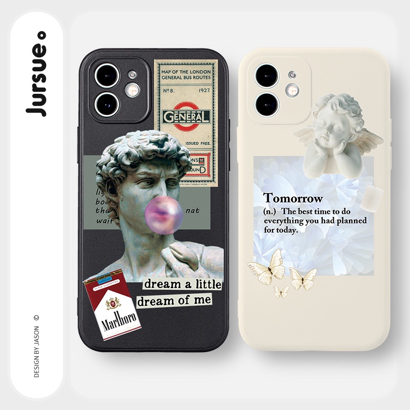 Ốp lưng JURSUE mềm hình cặp đôi dễ thương đẹp cho iPhone 13 12 11 Pro Max SE 2020 X XR XS ip 8 7 6 6S Plus kute Y248