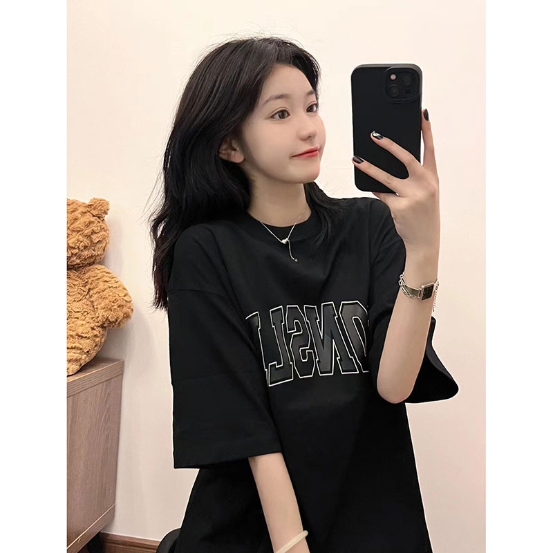 NRVP Áo thun cotton tay ngắn cổ tròn thời trang mùa hè phong cách Hàn Quốc cho nữ