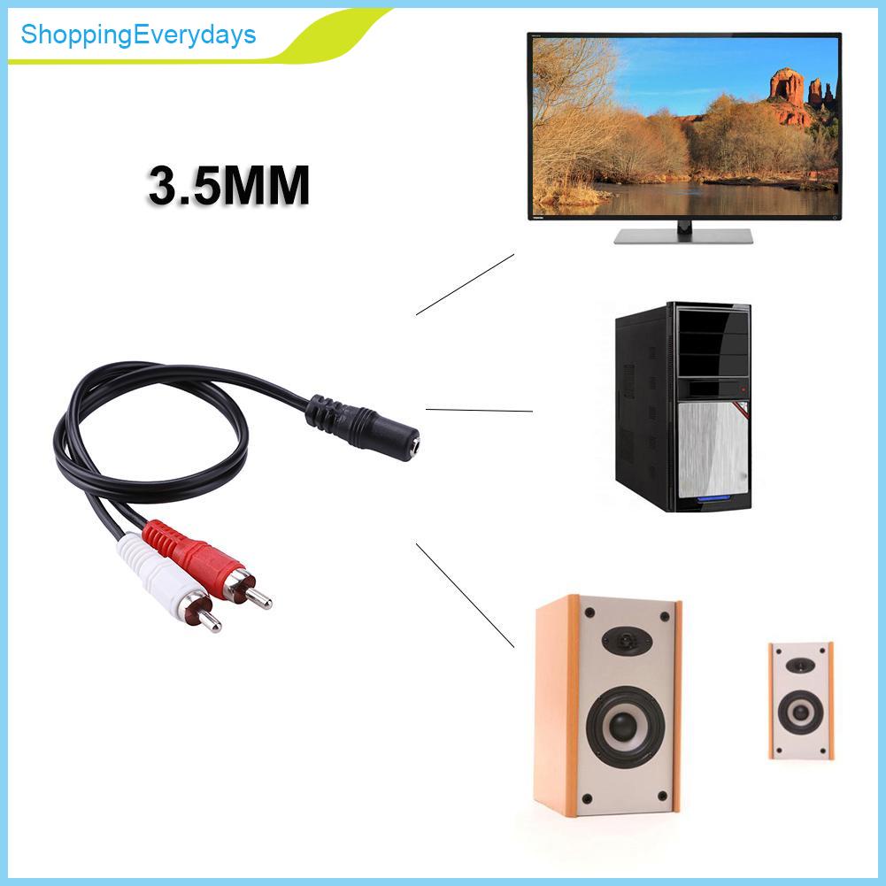 Dây Cáp Chuyển Đổi Âm Thanh Từ Giắc Cắm 3.5mm Sang 2-rca Cho Dvd Tv Vcd