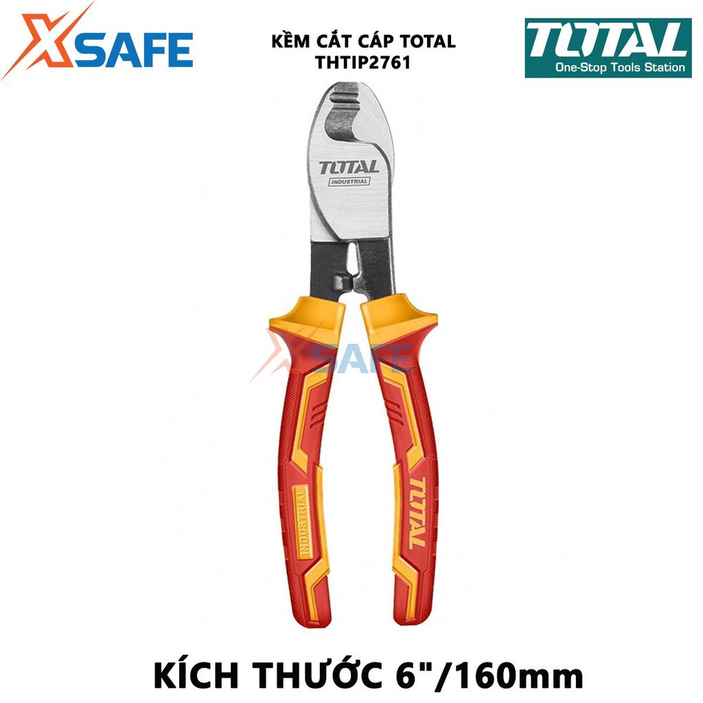Kìm cắt cáp cách điện TOTAL THTIP2761 6 inch/160mm, đầu kềm được mạ đen, đánh bóng cứng cáp, bền bỉ - chính hãng