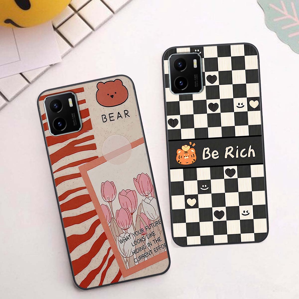 Ốp Vivo Y15s gấu Bear rick caro vuông thời trang siêu đẹp