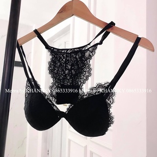 Quà tặng bạn thân, người yêu Set bralette không gọng + quần lót  lọt khe ren màu đen siêu quyến rũ