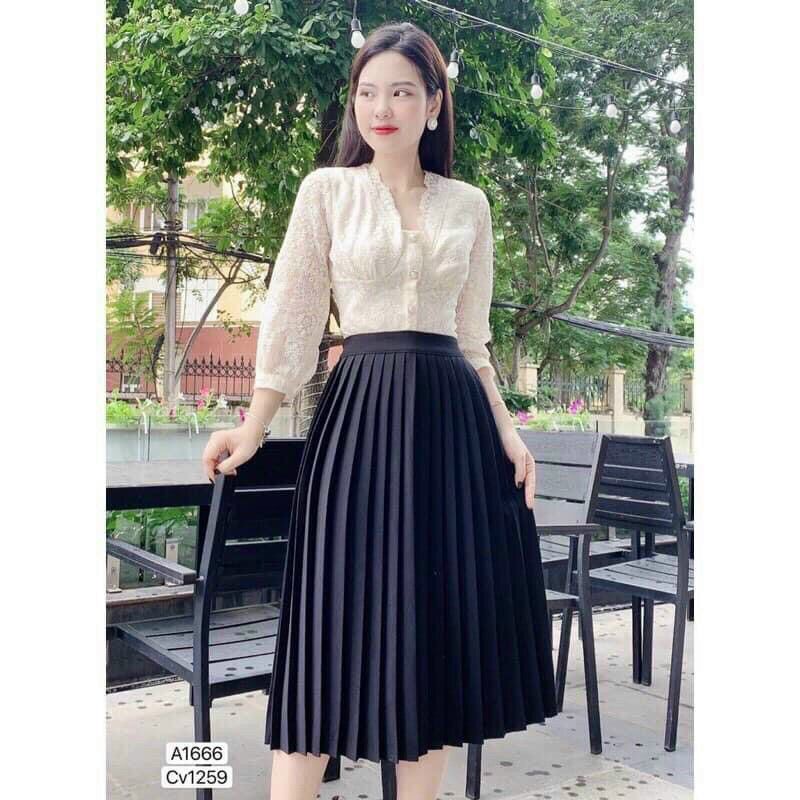 Chân Váy Xếp Ly Dài Hàng Dày Dặn