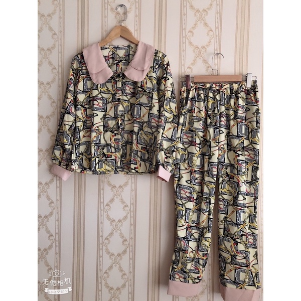 Đồ Bộ Nữ Mặc Nhà.Đồ Bộ Tay Dài Quần Dài Lụa 100D Free size 65kg.