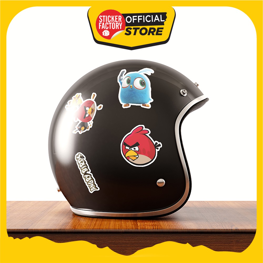 Hộp set 30 sticker decal hình dán nón bảo hiểm , laptop, xe máy, ô tô STICKER FACTORY - Angry bird