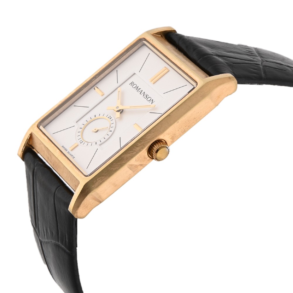 Đồng hồ Romanson Men Watch TL3237JMGWH nam mặt chữ nhật kính Sapphire chống xước máy Thụy Sĩ dây da cao cấp chính hãng