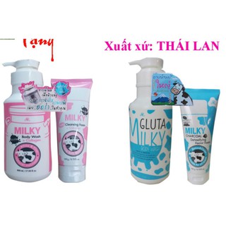Sữa tắm con bò Gluta Milky Thái Lan 800ml tặng sữa rửa mặt