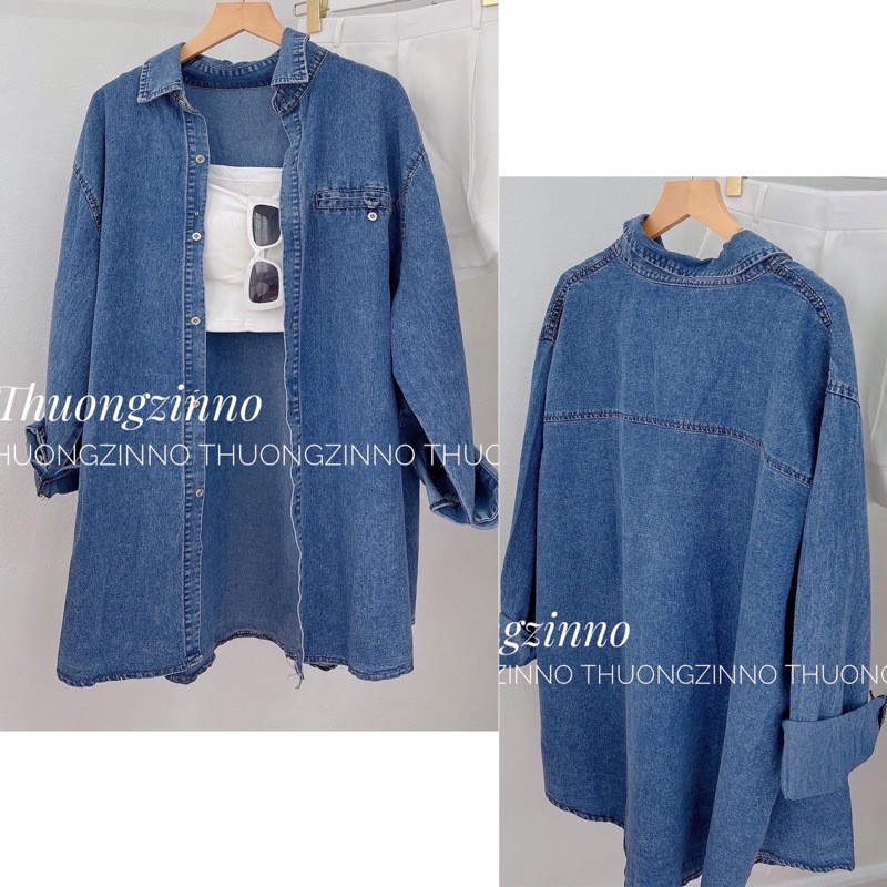 [Ảnh thật/Video] Áo sơ mi bò dài tay cách điệu phần túi ngực  Hàn Quốc Áo sơ mi jean dài tay basic khoác ngoài