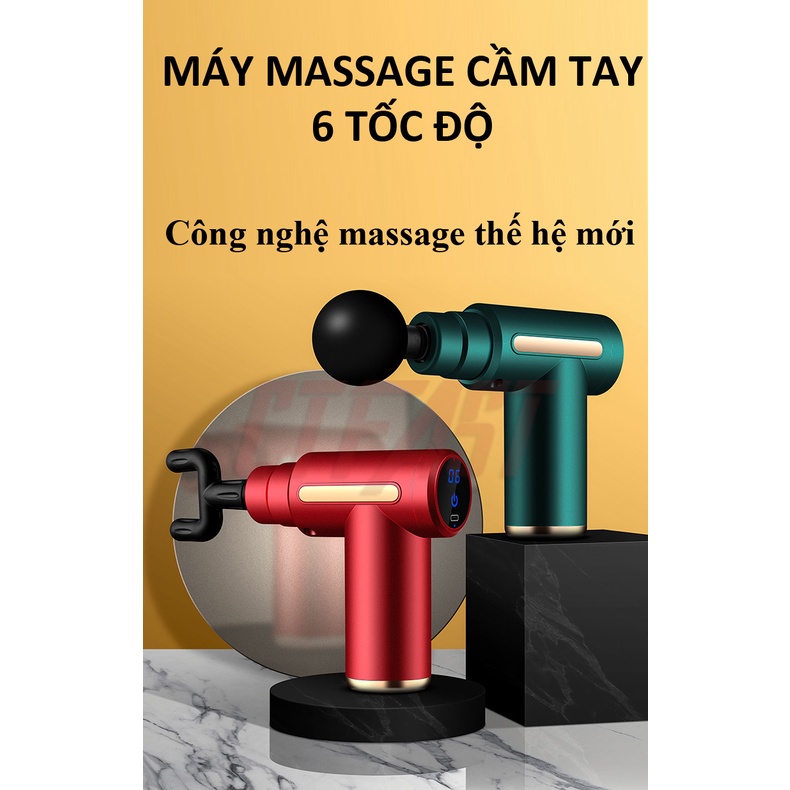 Máy massage mini cầm tay CTFAST-720: 6 cấp độ, giúp giảm đau cơ cứng khớp, đi kèm 4 đầu mát xa chuyên dụng