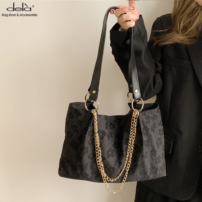 Dela Túi Xách Cỡ Lớn Họa Tiết Kẻ Sọc Phối Màu Thời Trang Phong Cách Hàn Quốc Cho Nữ