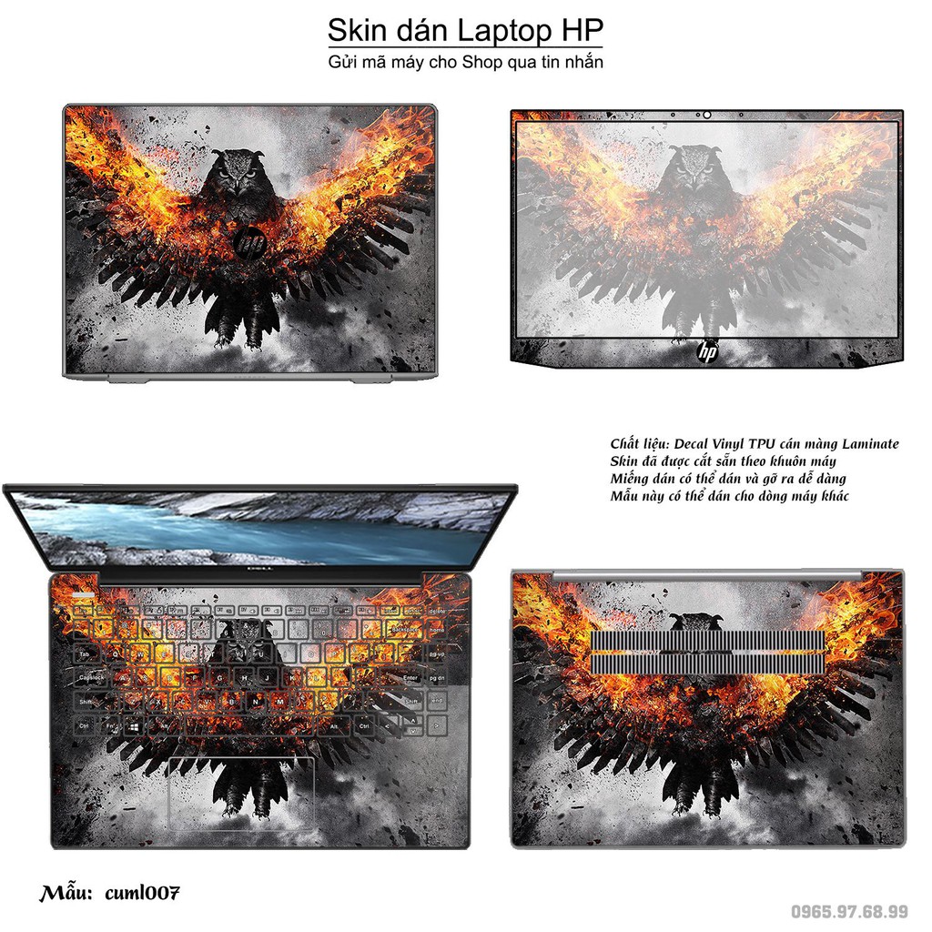 Skin dán Laptop HP in hình Cú mèo (inbox mã máy cho Shop)