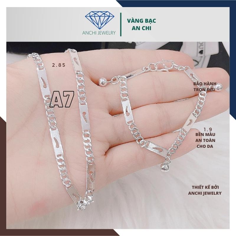 Bộ dây chuyền, lắc tay cho bé trai, chuẩn bạc thật không xỉn màu - an toàn cho bé. Anchi jewlery
