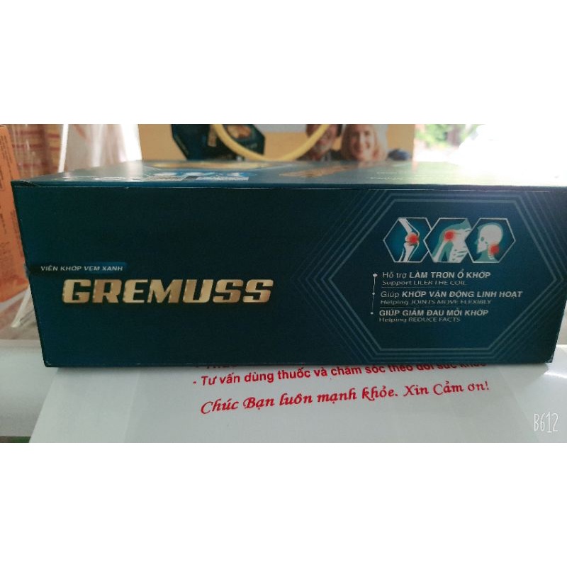 Viên khớp Vẹm Xanh Gremuss giảm đau+ sưng xương khớp+ thoái hóa khớp+  mỏi vai gáy+ tê bì chân tay