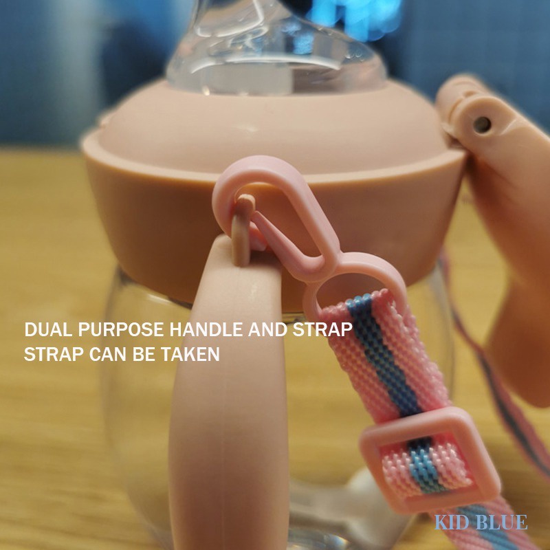 Bình Nước 300ML Bằng Nhựa Hình Chú Heo Hoạt Hình Dễ Thương Có Tay Cầm Tiện Dụng Cho Bé