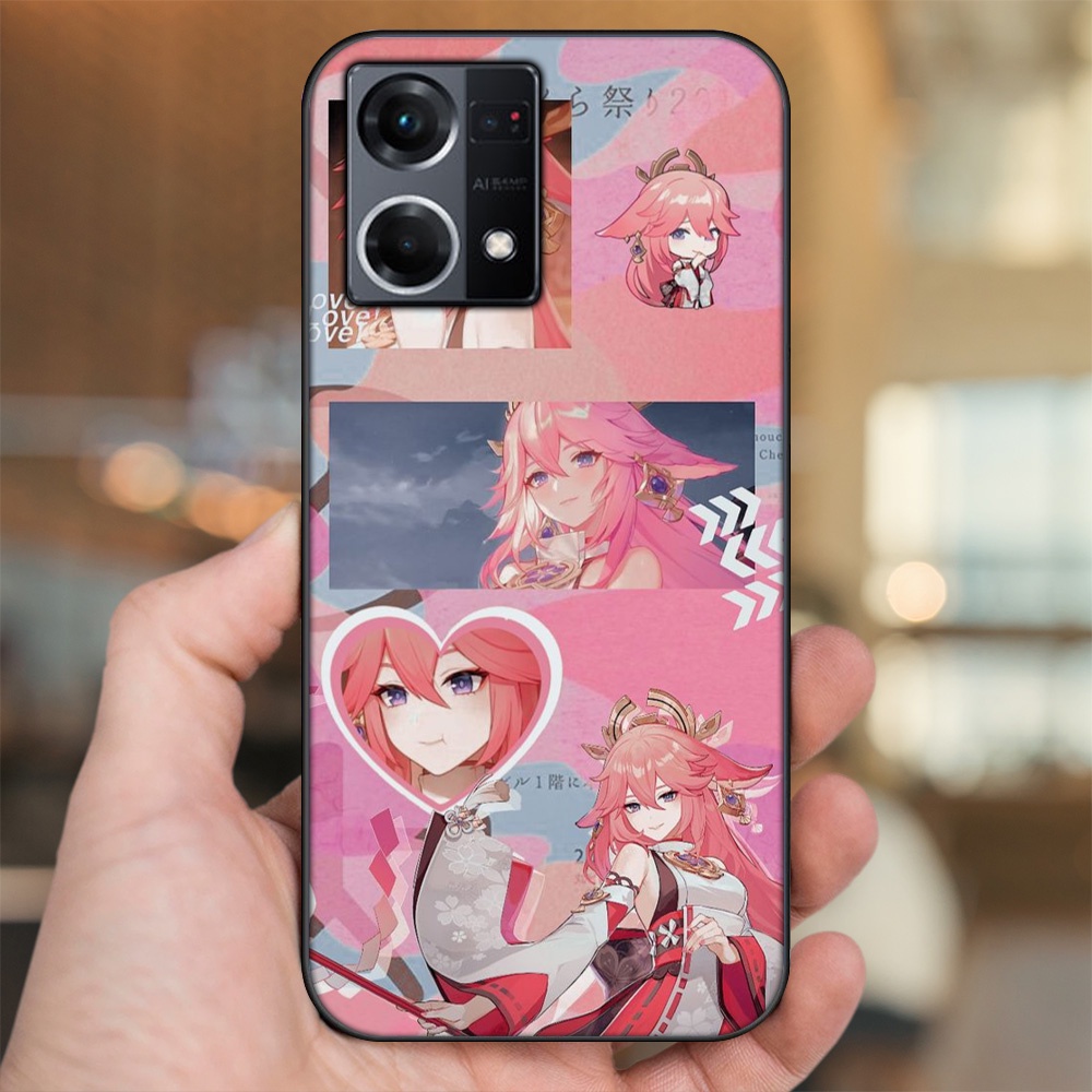 Ốp lưng Oppo Reno 8 4G viền đen in hình Yae Miko Genshin Impact