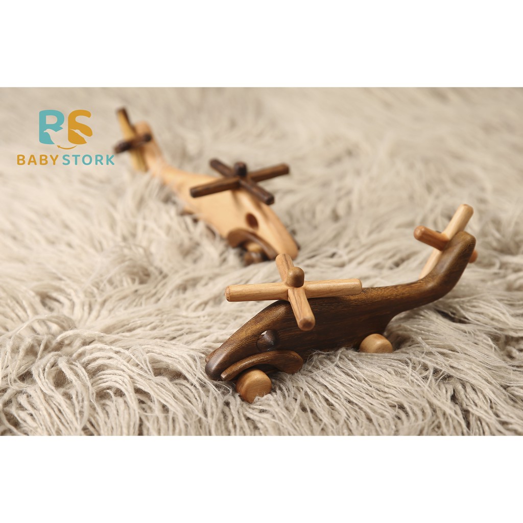 BABYSTORK Máy Bay Trực Thăng Đồ Chơi Bằng Gỗ Tự Nhiên Dành Cho Bé, Đồ Chơi Gỗ An Toàn Đạt Tiêu Chuẩn Xuất Mỹ