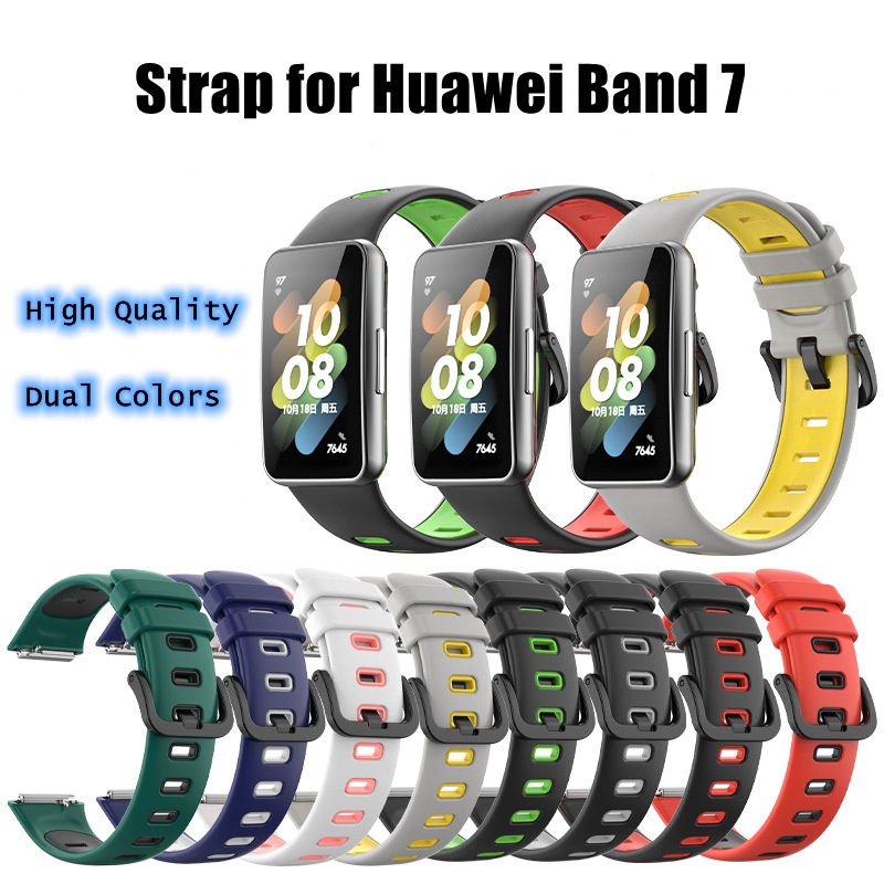 Dây Đeo Silicone Hai Màu Cho Đồng Hồ Thông Minh Huawei Honor Band 7 band7