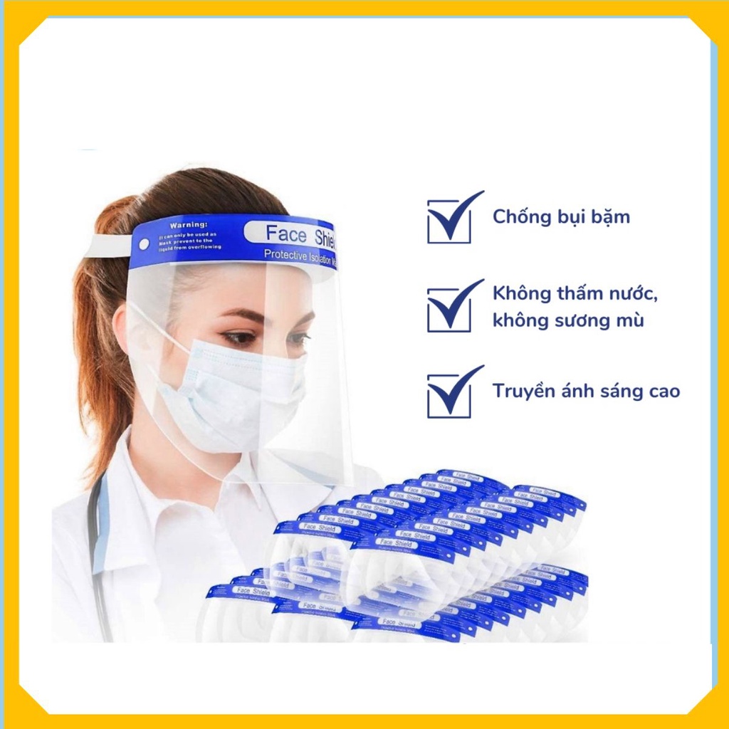 Kính chắn giọt bắn phòng dịch cao cấp, mặt bảo hộ, kính face shield chống giọt bắn cho người lớn