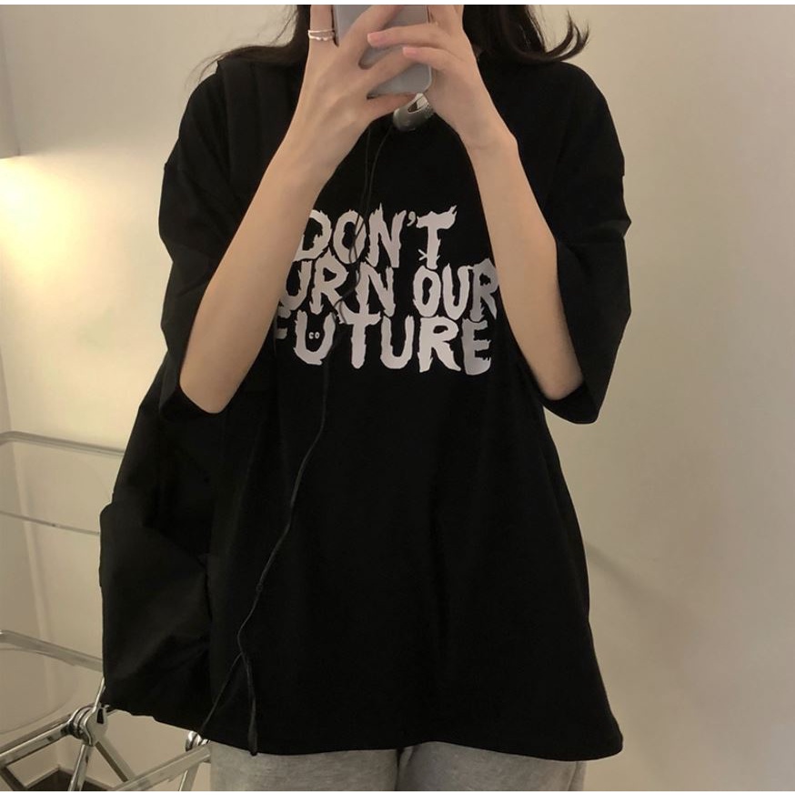 Áo thun Tay Lỡ Unisex DONT BURN OUR FUTURE, Áo Phông Nam Nữ Form Rộng, có hình ảnh video thật D92