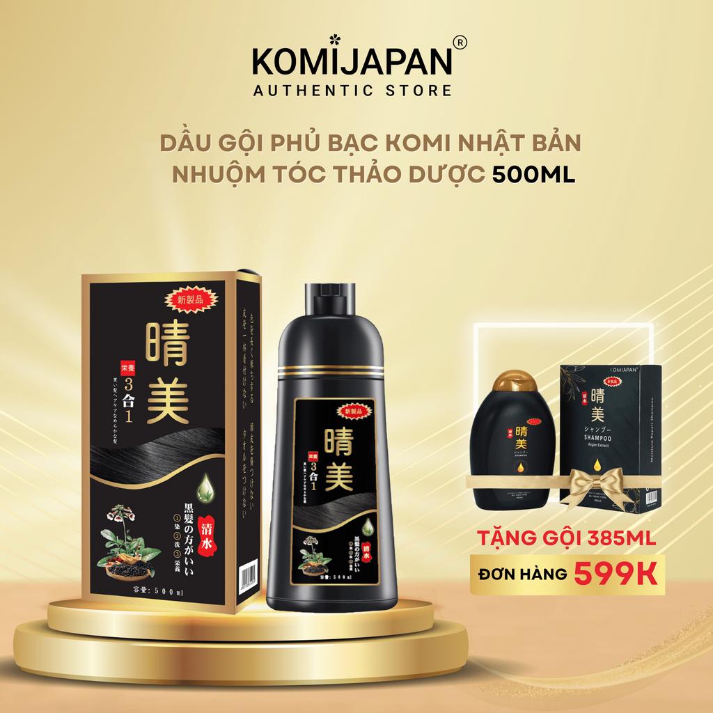 Dầu gội phủ bạc Komi Nhật Bản nhuộm tóc thảo dược chai 500ml