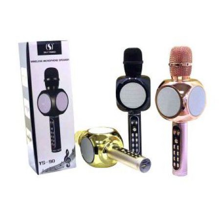 Micro karaoke Bluetooth YS 90 không dây hỗ trợ ghi âm, bắt giọng chuẩn, Mic tích hợp loa bass hay-BH: 6Thang Lỗi 1 đổi 1