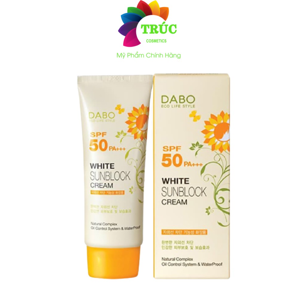 Kem chống nắng Dabo White Sunblock Cream SPF 50 PA+++ 70ml Trúc Cosmetics