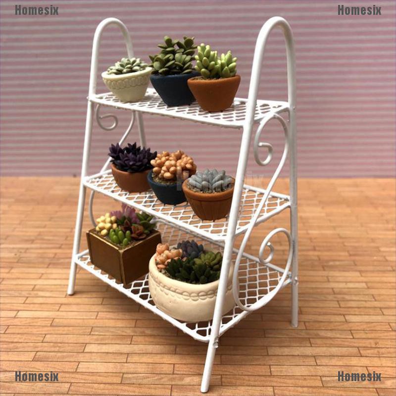 [HoMSI] 1Pc 1:12 Scale Dollhouse Mini Iron Shelf Flower Stand Doll House Decor Model Toy SUU