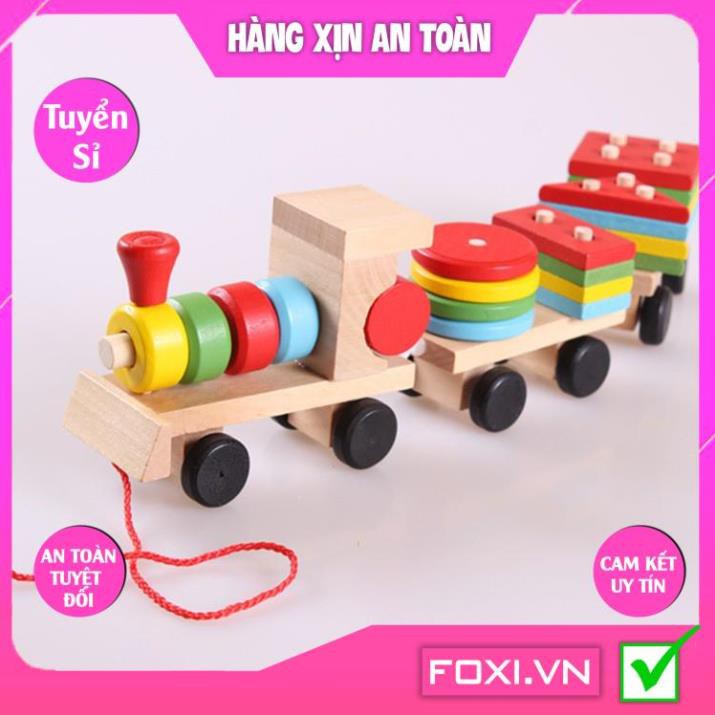 Bộ đồ chơi gỗ Foxi-Đồ chơi trẻ em thông minh-xâu hạt làm toán Montessori sáng tạo-khéo léo-siêu rẻ-Bé vừa học vừa chơi