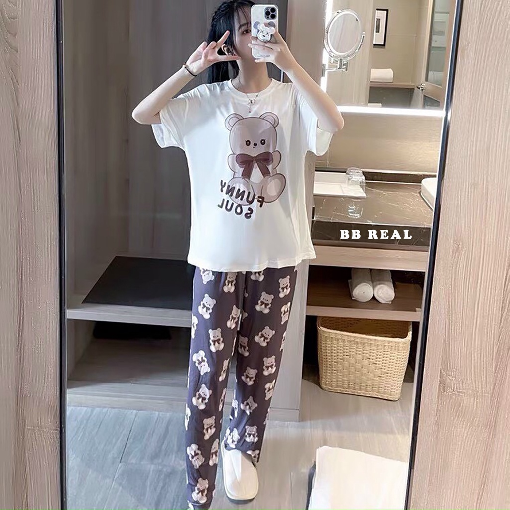 Đồ Bộ Mặc ở Nhà Bộ Đồ Ngủ Nữ Quần Dài Pijama Thun Lạnh Đẹp [CODE 29-32] Freesize Từ 45-55Kg - BB REAL | BigBuy360 - bigbuy360.vn