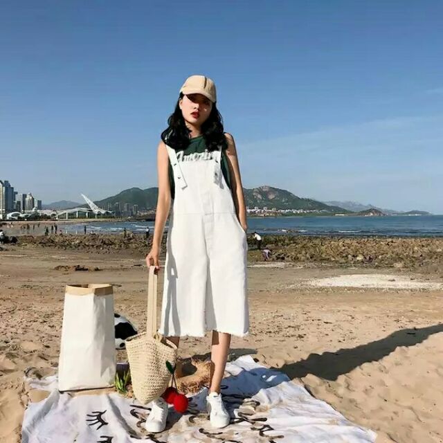 Quần yếm nữ trắng thuần khiết cá tính Ulzzang | BigBuy360 - bigbuy360.vn