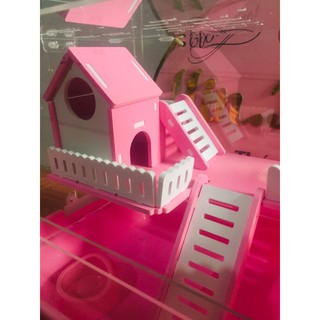 lồng mica nhà tầng size trung cho hamster và cá dòng thú cưng nhỏ